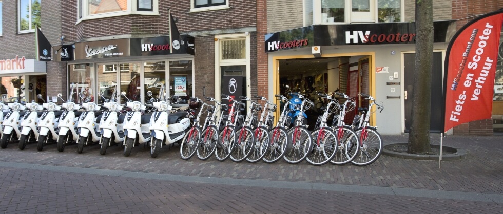 HV Scooters también ofrece alquiler de bicicletas y bicicletas eléctricas en la ciudad de Alkmaar